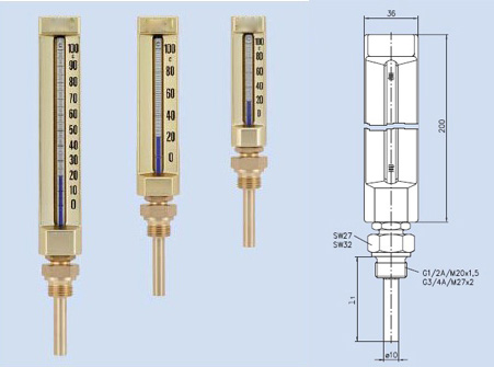 SK8 Series industrial glass thermometer